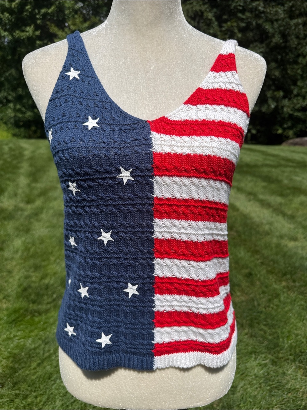 moon & madison Red, White & Blue Knit Flag Tank